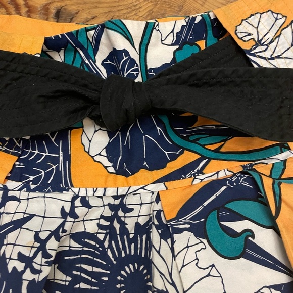 Gold and Blue Mini Skater Skirt with Tie Front - Picture 3 of 8